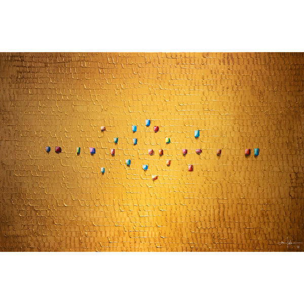 "analoge pixel / gold" | Danny Frede | 2025 | 90 x 140 x 2 cm