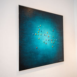 "analoge pixel / blau" | Danny Frede | 2021 | 120 x 120 x 2 cm